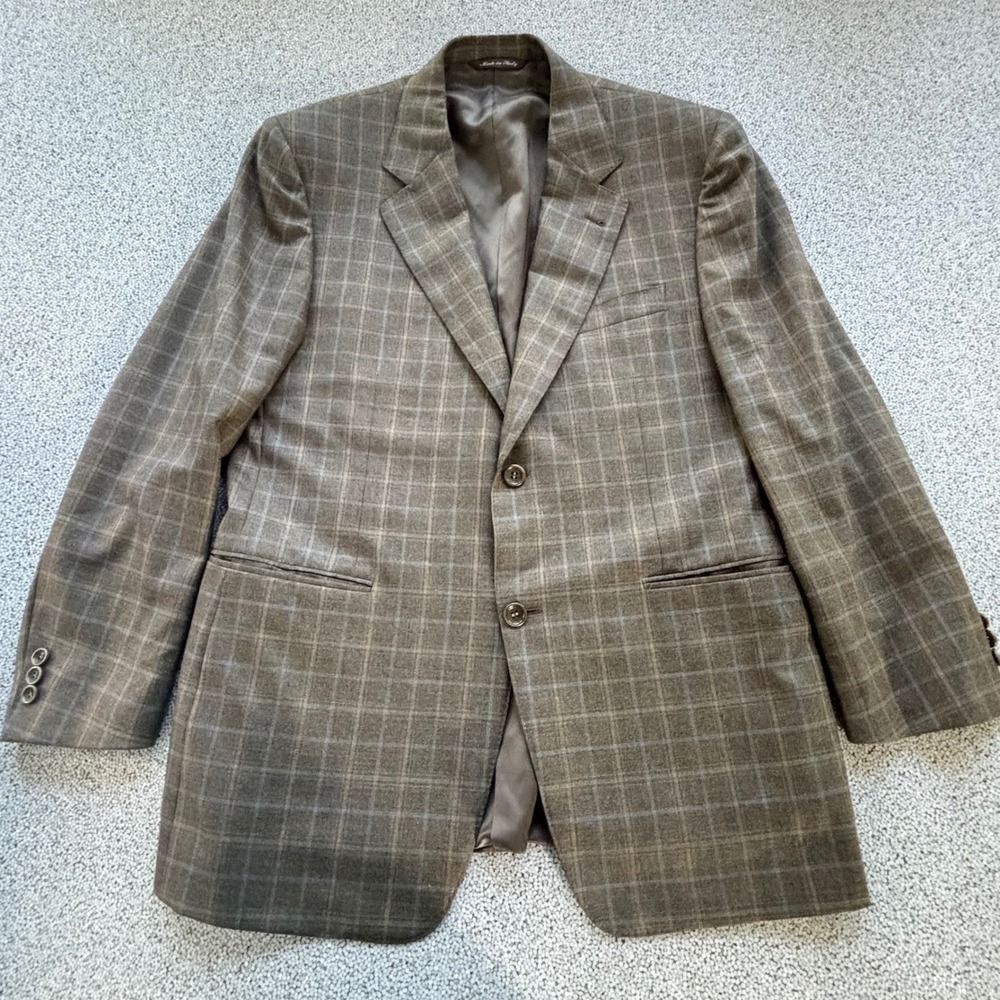 Canali Blazer 42S Brown Plaid Aldo's Super 120s Wool Italy Professional Academic - Picture 4 of 15